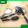 promotional plane hair brush with mirror cheap handle round plastic hand dressing vanity magic makeup acrylic cosmetic mirror